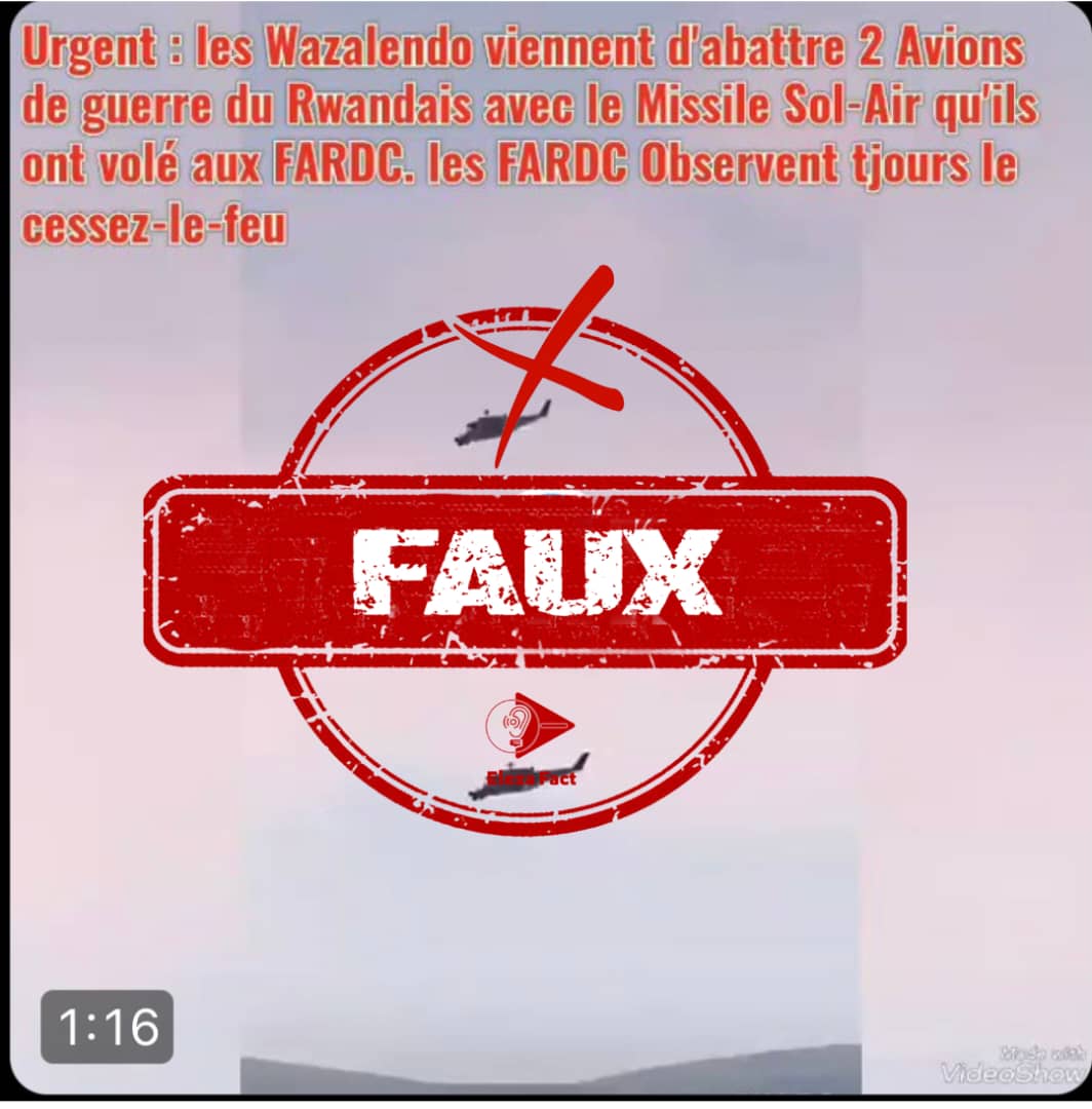 Faux : Les Wazalendo n’ont abattu aucun avion de guerre Rwandais utilisant des Missiles Sol-Air volées aux FARDC