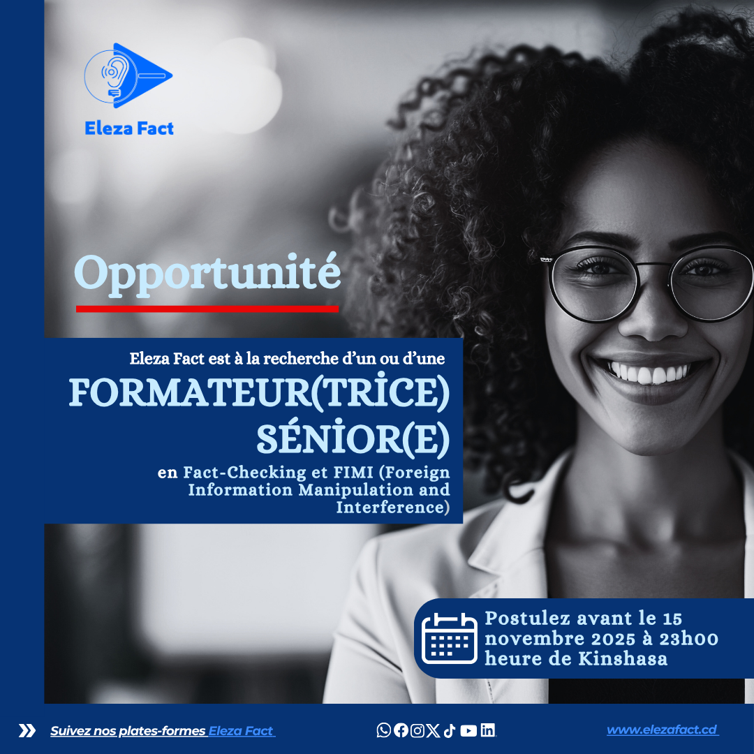 RECHERCHE D’UN FORMATEUR SENIOR EN FACT-CHECKING ET FIMI (Foreign Information Manipulation and Interference)