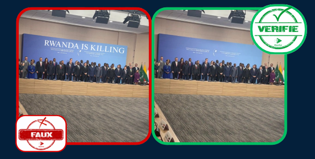 Faux, l’inscription “Rwanda is Killing” sur l’image de la conférence pour la paix dans les Grands Lacs est une manipulation de l’IA