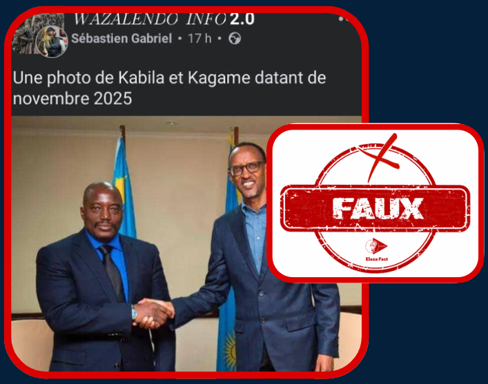 Faux, cette photo de Joseph Kabila et Paul Kagame ne date pas de novembre 2025, mais d’août 2016
