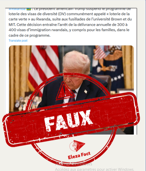 Contexte manquant : la suspension de la DV loterie ne concerne pas seulement le Rwanda mais plutôt tous les pays éligibles