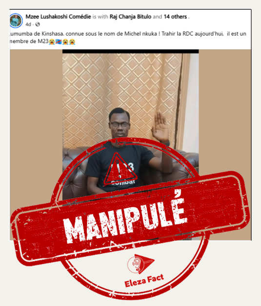 Attention : ces images de Michel Kuka dit Lumumba et Chancel Mbemba portant des T-shirt avec mention “M23” ont été générées par IA