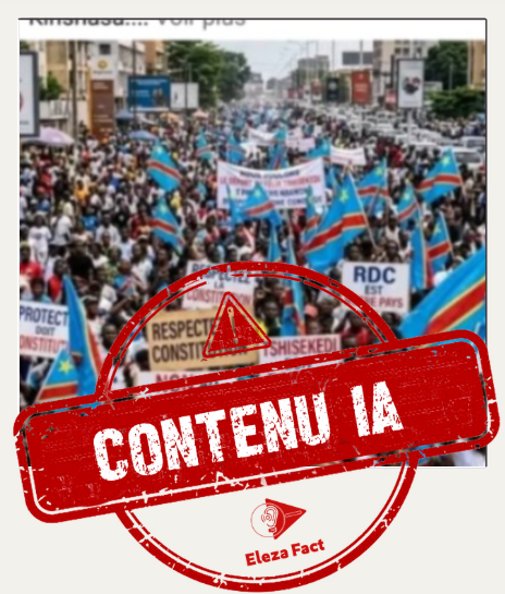 Attention, cette image censée montrer une foule manifestant à Kinshasa contre le changement de la constitution a été générée par IA
