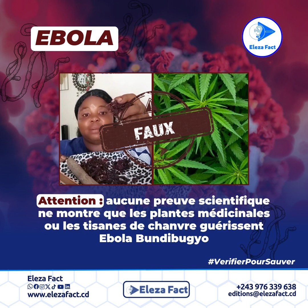 Attention : aucune preuve scientifique ne montre que les potions traditionnelles ou les tisanes de chanvre guérissent Ebola Bundibugyo