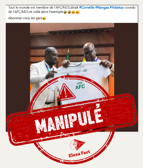 Faux : les images montrant le DC Virunga avec un maillot floqué « Visit AFC » ont été numériquement modifiées