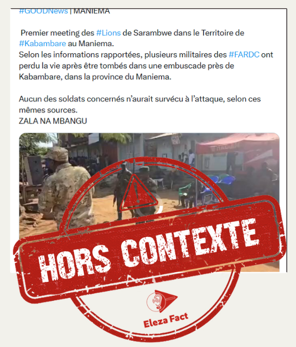 Hors contexte : cette vidéo présentée comme un meeting de l’AFC-M23 à Kabambare a en réalité été tournée à Nyamilima, au Nord-Kivu en 2024